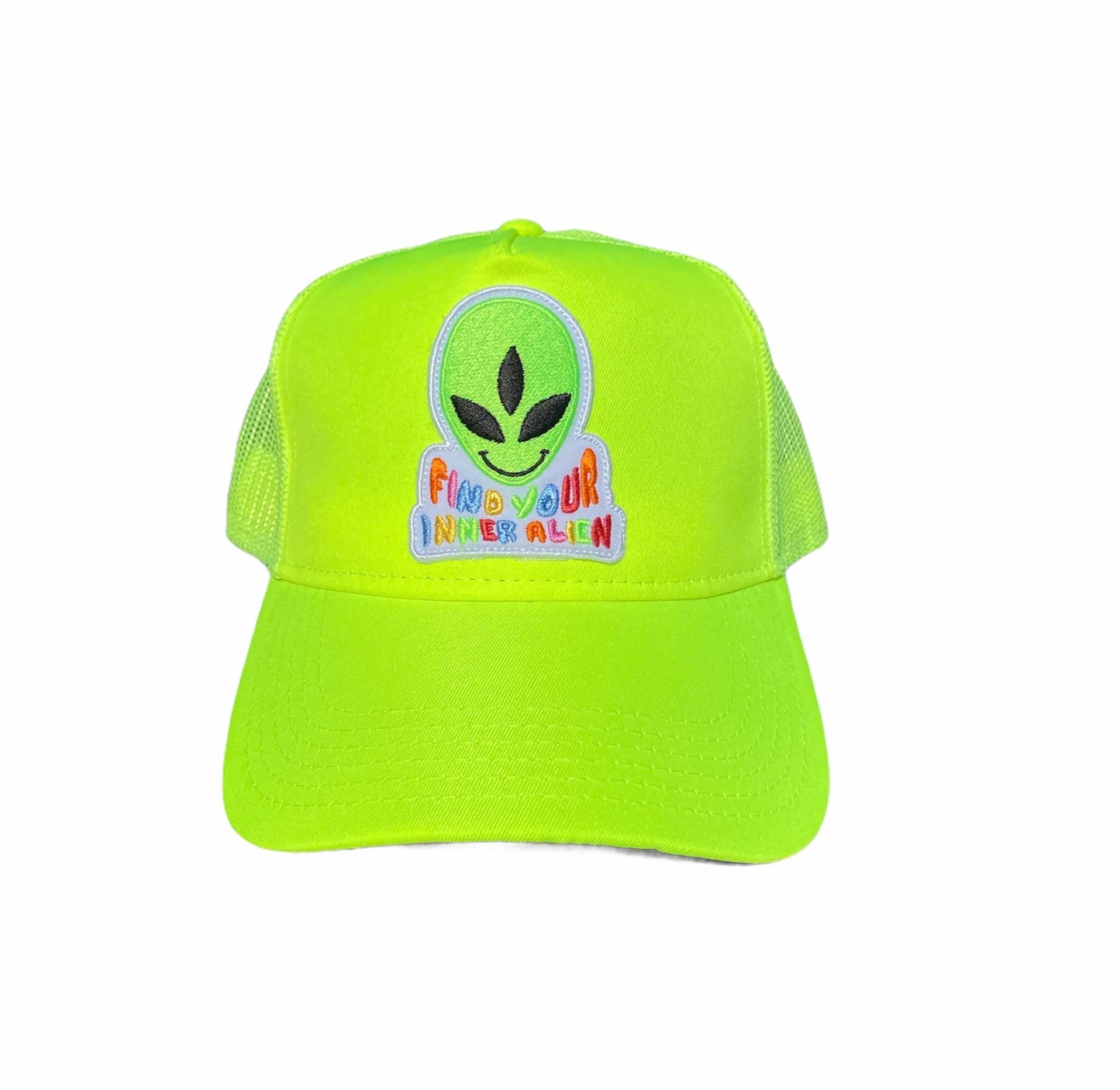 “FIND YOUR INNER ALIEN” Electric Lime Hard Front Trucker